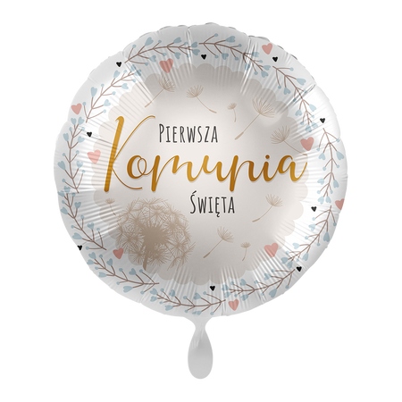 Balon foliowy okrągły Pierwsza KOMUNIA Święta 18"