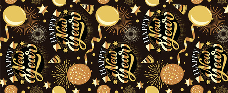 Bieżnik na stół czarny Happy New Year Sylwester 300 x 28 cm