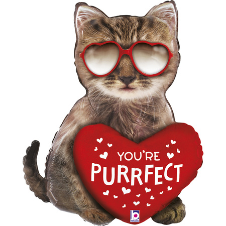 Balon foliowy Purrfect Cat Walentynkowy kotek 26 cali