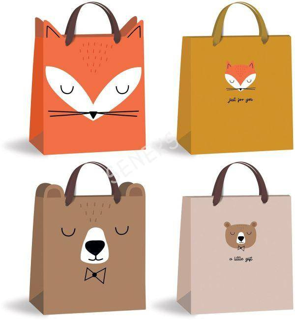 Torebka prezentowa ZWIERZĄTKA 25 x 21,5 cm mix