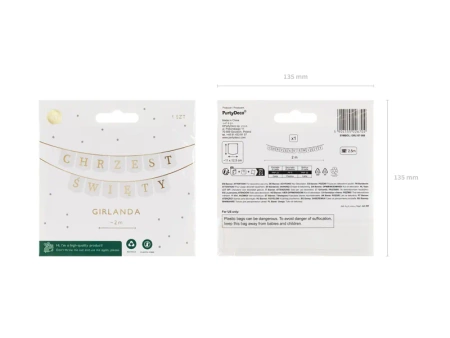 Baner girlanda Chrzest Święty złoty napis 200 cm