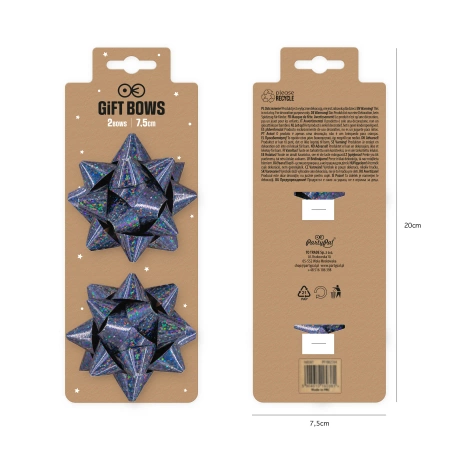 Kokarda prezentowa rozeta holograficzna grafitowa 7,6 cm 2 szt.