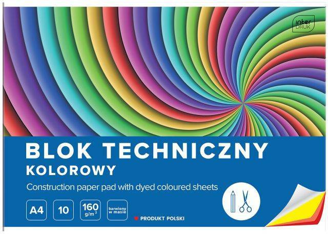Blok techniczny kolorowy A4 10 kartek