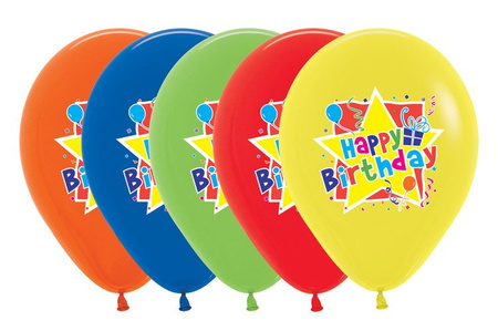 Balon Sempertex Happy Birthday Gwiazdka 12'' 1 sztuka Pomarańczowy