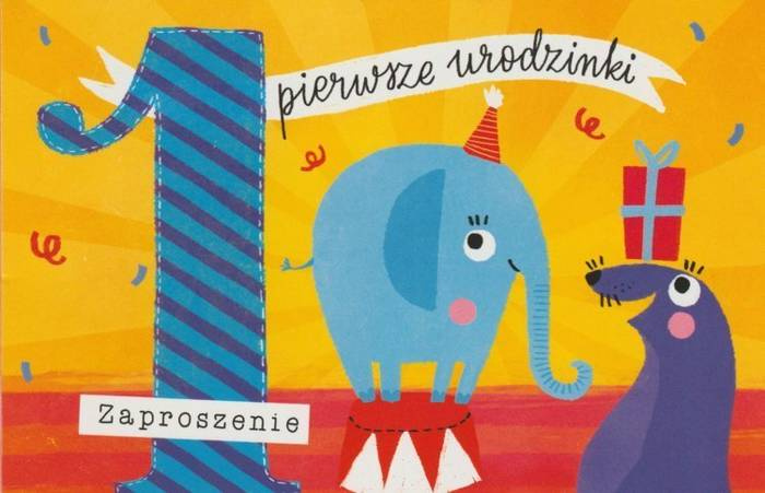 Zaproszenie PIERWSZE URODZINKI słonik foczka ROCZEK