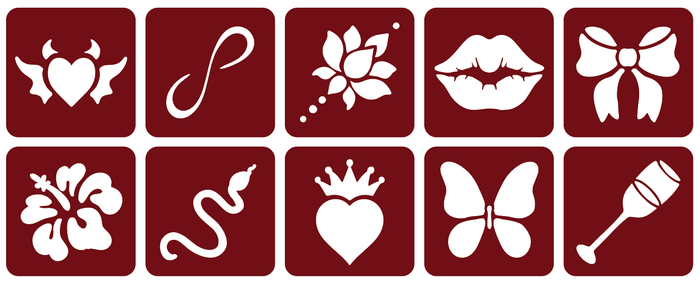 Szablony do tatuaży brokatowych ZESTAW 10 szt. mix Kobiece mix