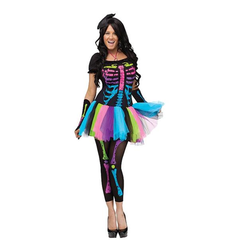 Szkieletorka Neon (sukienka, rękawiczki, leginsy) - OUTLET - uszkodzone opakowanie