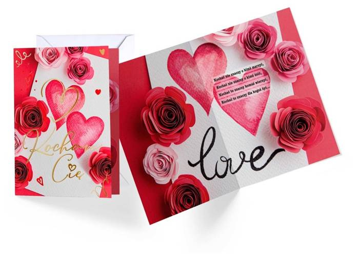 Kartka okolicznościowa WALENTYNKI "Kocham Cię"