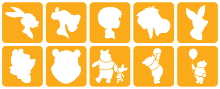 Szablony do tatuaży brokatowych ZESTAW 10 szt. mix Kubuś Puchatek