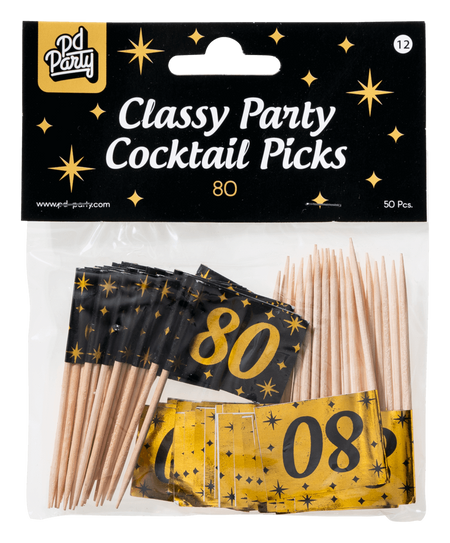 Toppery dekoracyjne, pikery na imprezę 80-ste urodziny 50 szt.