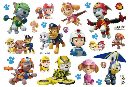 Tatuaże zmywalne wodne dla dzieci Psi Patrol