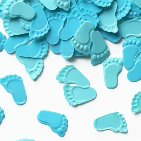 Konfetti foliowe 15g niebieskie lub różowe stópki Baby Shower