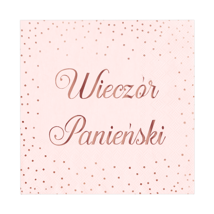 Serwetki Wieczór Panieński złoty róż 33x33 cm 10 szt.
