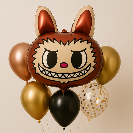 Balon foliowy w kształcie LABUBU brązowa głowa 68x48 cm