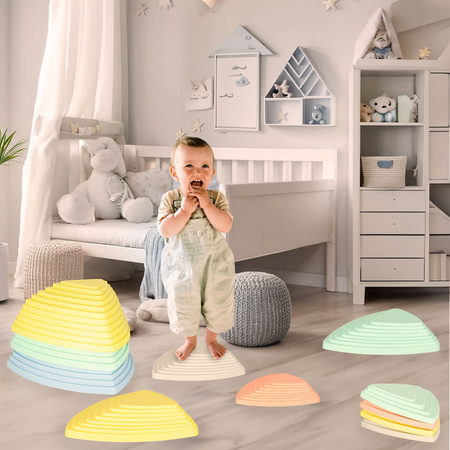 Ścieżka sensoryczna kamienie rzeczne do treningu równowagi podłoga to lawa gra 11 elementów pastelowa