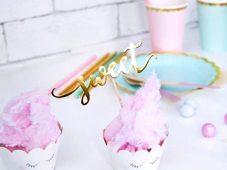 Pikery toppery napisy love sweet yum złote dekoracje muffinek tortu 6 szt