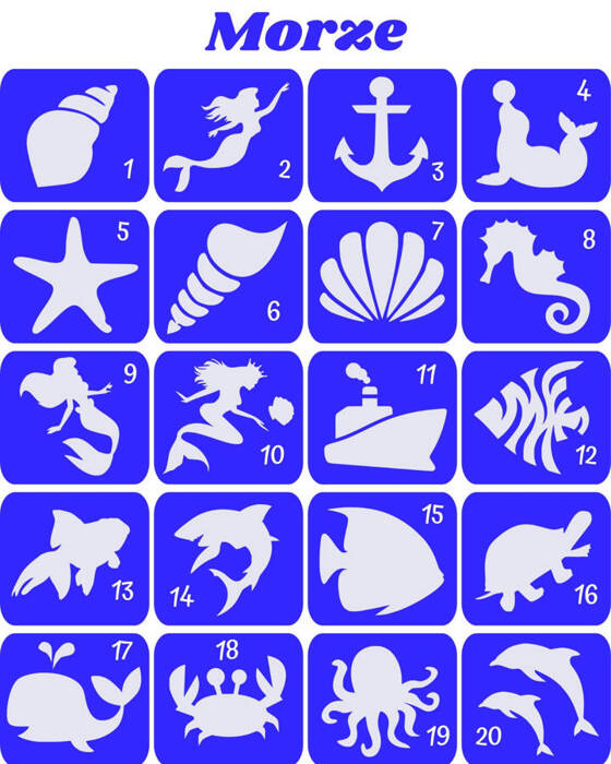 Szablony do tatuaży brokatowych tematyczne 20 szt. Morze