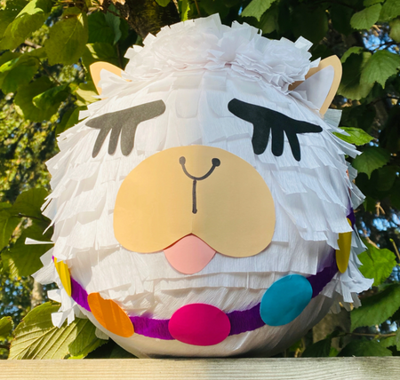 PINIATA z masy papierowej 85 cm lama zestaw