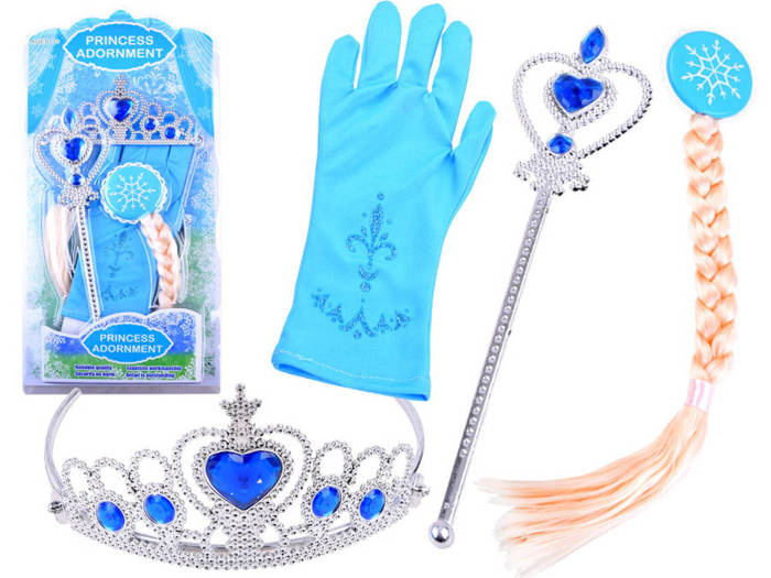 Zestaw księżniczki z bajki Diadem Berło Warkocz ELSA