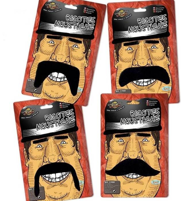 Wąsy samoprzylepne duże czarne MIX wzorów 10 szt.