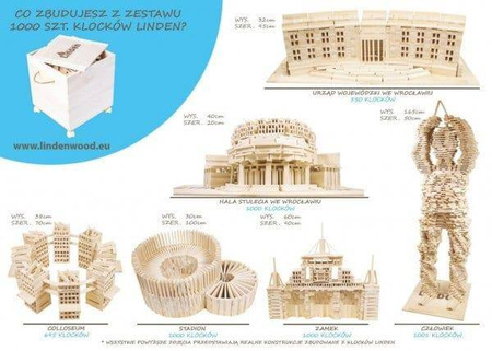 Klocki drewniane Linden, zestaw 1000 szt. w skrzyni