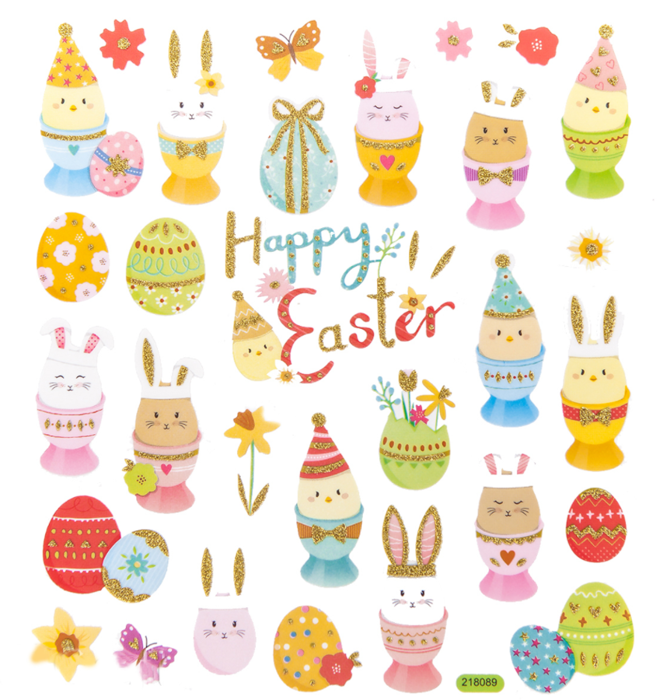 Naklejki brokatowe Wielkanocne Jajka Pisanki 29 szt.