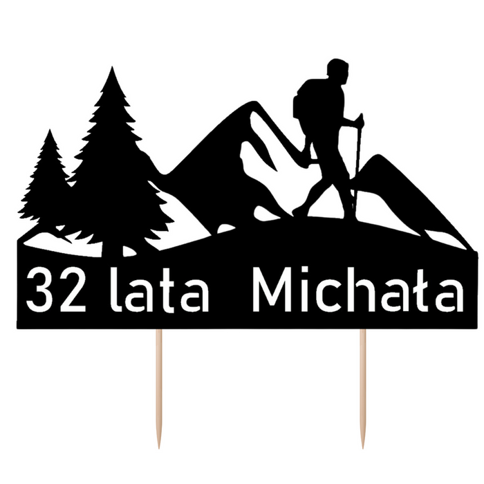 Topper na tort PERSONALIZOWANY Góry Wędrowiec