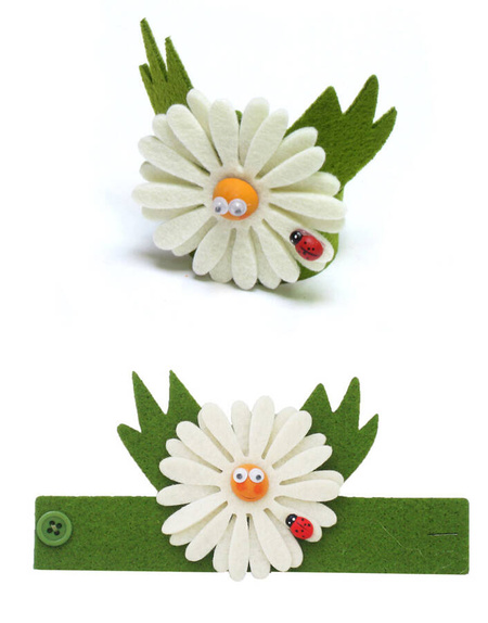 Filcowe stokrotki wiosenna dekoracja 3 wzory do wyboru