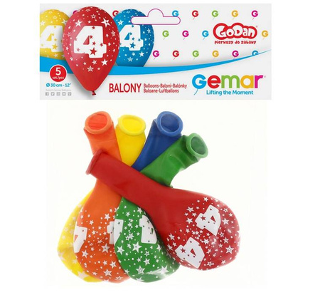 Balon Gemar 12 cali 5 szt Liczba