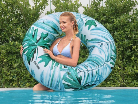Koło dmuchane do pływania 119 cm tropikalne liście