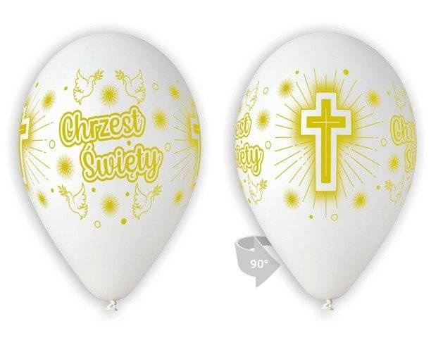 CHRZEST ŚWIĘTY 12 cali balony 5 szt Gemar białe