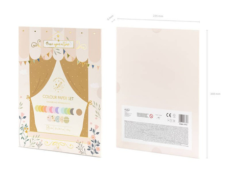 Wycinanki A4 papier kolorowy PASTEL zestaw z teczką (mix wzorów)