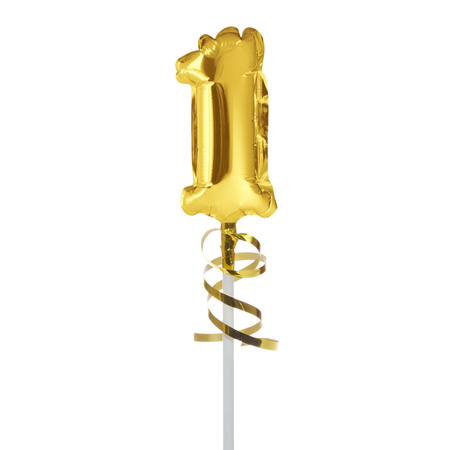 BALON foliowy CYFRA na patyczku ZŁOTA 12,5 cm