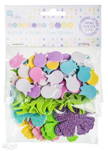 Naklejki z pianki TULIPANY I MOTYLE 92 szt