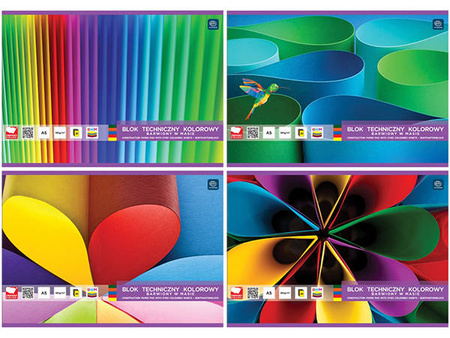 Blok techniczny kolorowy A5 20 kartek barwiony w masie