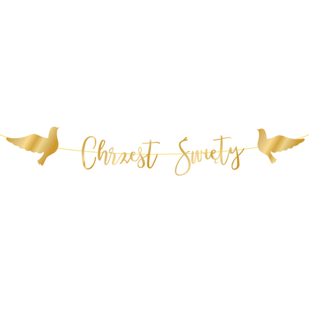 Baner girlanda Chrzest Święty złoty napis 150 cm