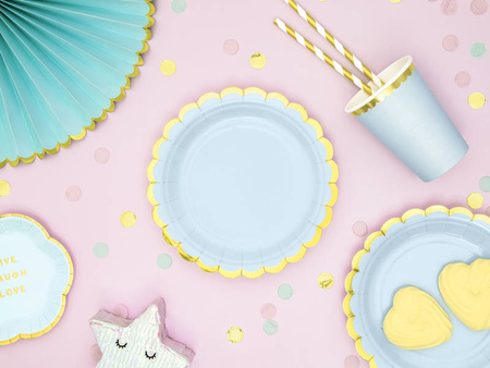 Kubeczki jednokolorowe papierowe złoto-niebieskie 220 ml 6 szt.