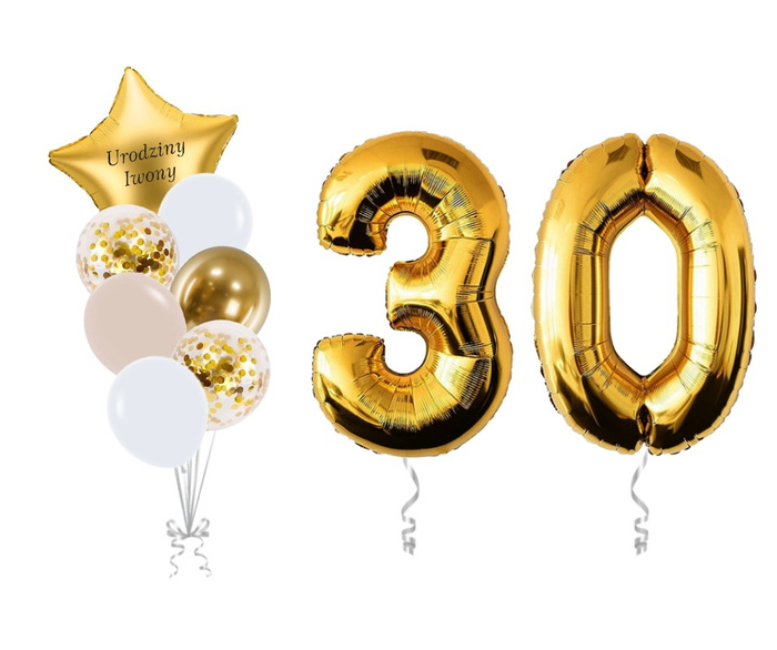 Zestaw balonów na 30 urodziny bukiet balonowy złoty PERSONALIZACJA