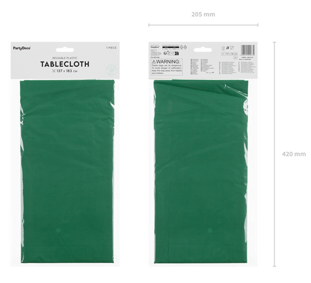 Obrus foliowy ciemny zielony gładki 137x183 cm PartyDeco