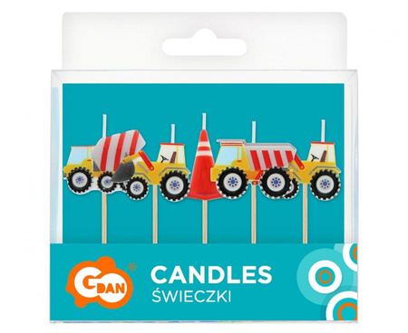 Świeczki na tort pikery PLAC BUDOWY 5 szt.