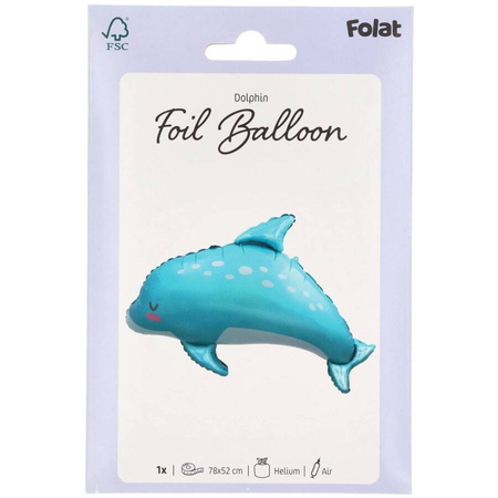 Balon foliowy delfin niebieski 78 x 52 cm