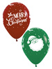 Balon gumowy świąteczny Merry Christmas z Mikołajem Sempertex 12 cali 1 szt.