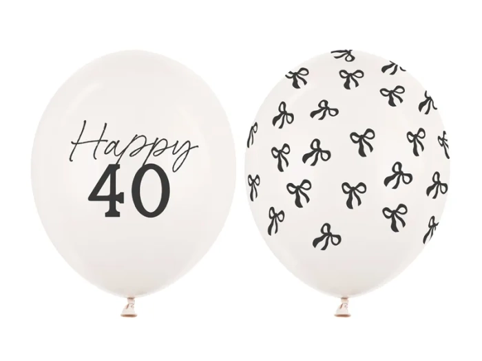Balon lateksowy pastelowy Happy 40 1 sztuka 12 cali 30 cm Pastel Off-white z nadrukiem
