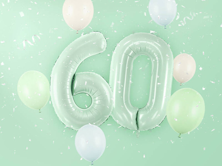 Balon foliowy CYFRA 0 pastelowy zielony 72 cm