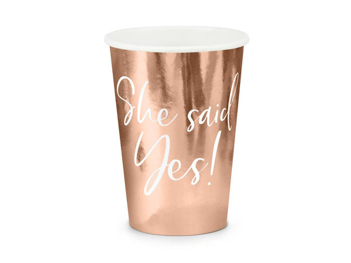 Kubeczki papierowe She Said Yes! złoty róż 220 ml 6 szt.