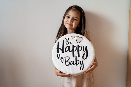 Poduszki białe ekoskóra NAPISY 1 szt. 6 cm AKSON