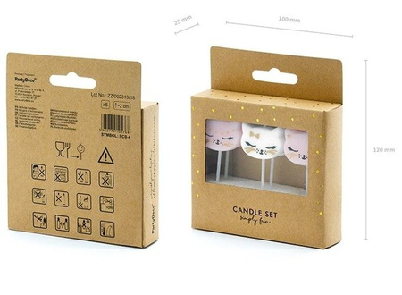 Świeczki na tort pikery KOTEK 6 szt.