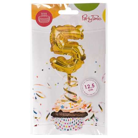 BALON foliowy CYFRA na patyczku ZŁOTA 12,5 cm