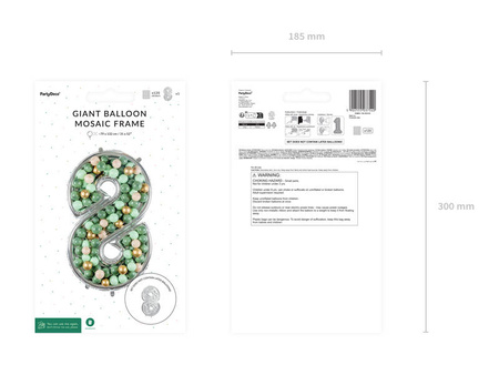 Szablon Forma foliowa do balonów cyfra 8 srebrna, 126 cm