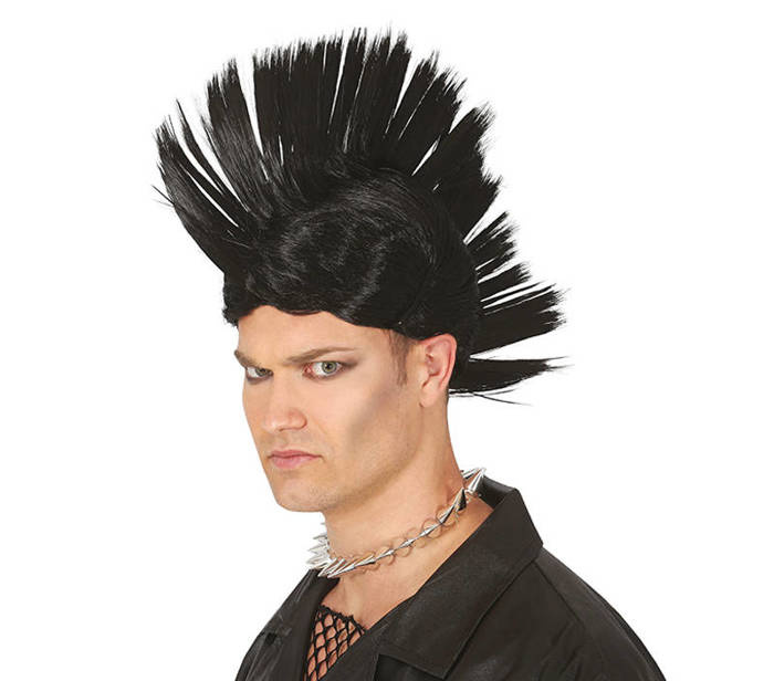 Peruka męska czarna Irokez Punk lata 80-te